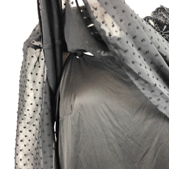 1X 2X3X Style & Co Black Swiss Dot Velvet Yoke Top - Picture 6 of 6